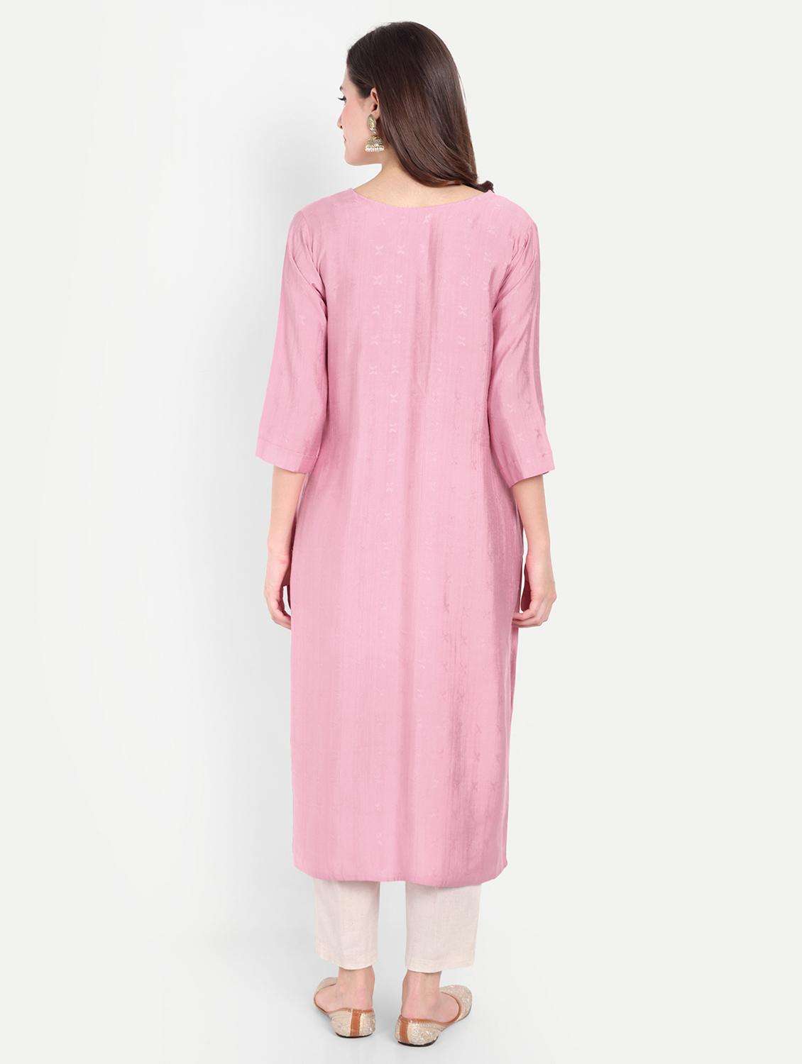 women three quarter sleeve straight kurta - 21963290 -  Standard Image - 4