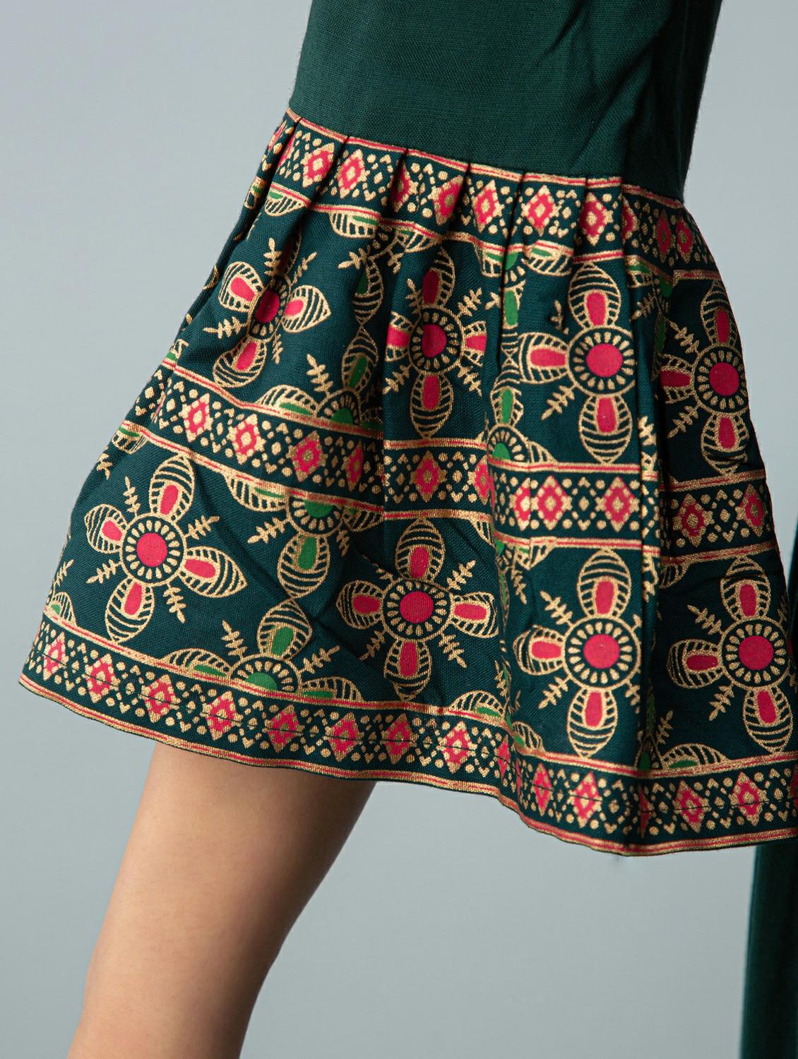 women green bell sleeve flared ethnic dress - 21963323 - Standard Image - 4