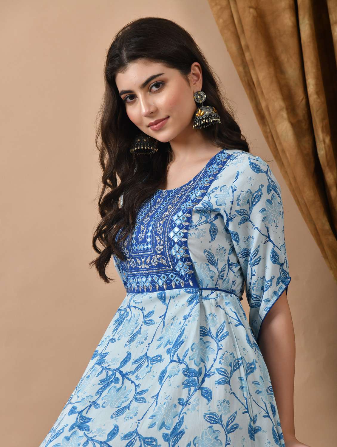 women floral printed three quarter sleeve ethnic dress - 21963334 - Standard Image - 4