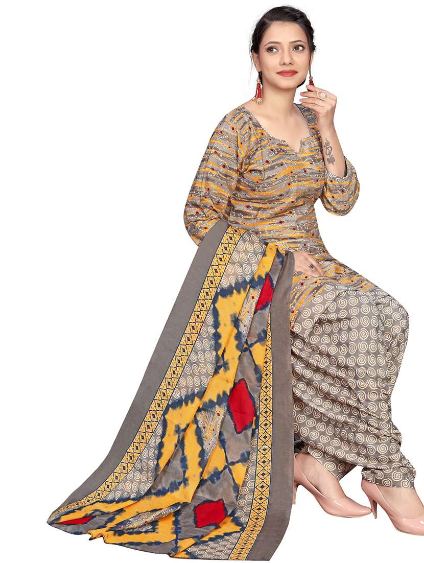 women printed three quarter sleeve kurta salwar with dupatta set - 21963365 -  Standard Image - 1