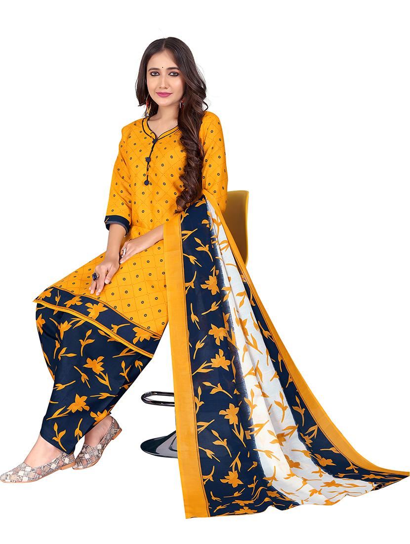 women printed three quarter sleeve kurta salwar with dupatta set - 21963367 - Standard Image - 1