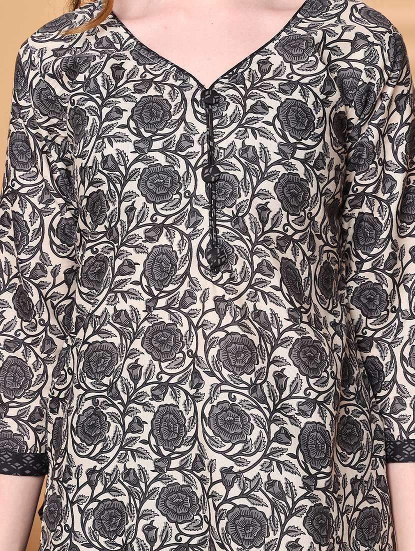 women printed three quarter sleeve kurta salwar with dupatta set - 21963386 -  Standard Image - 4