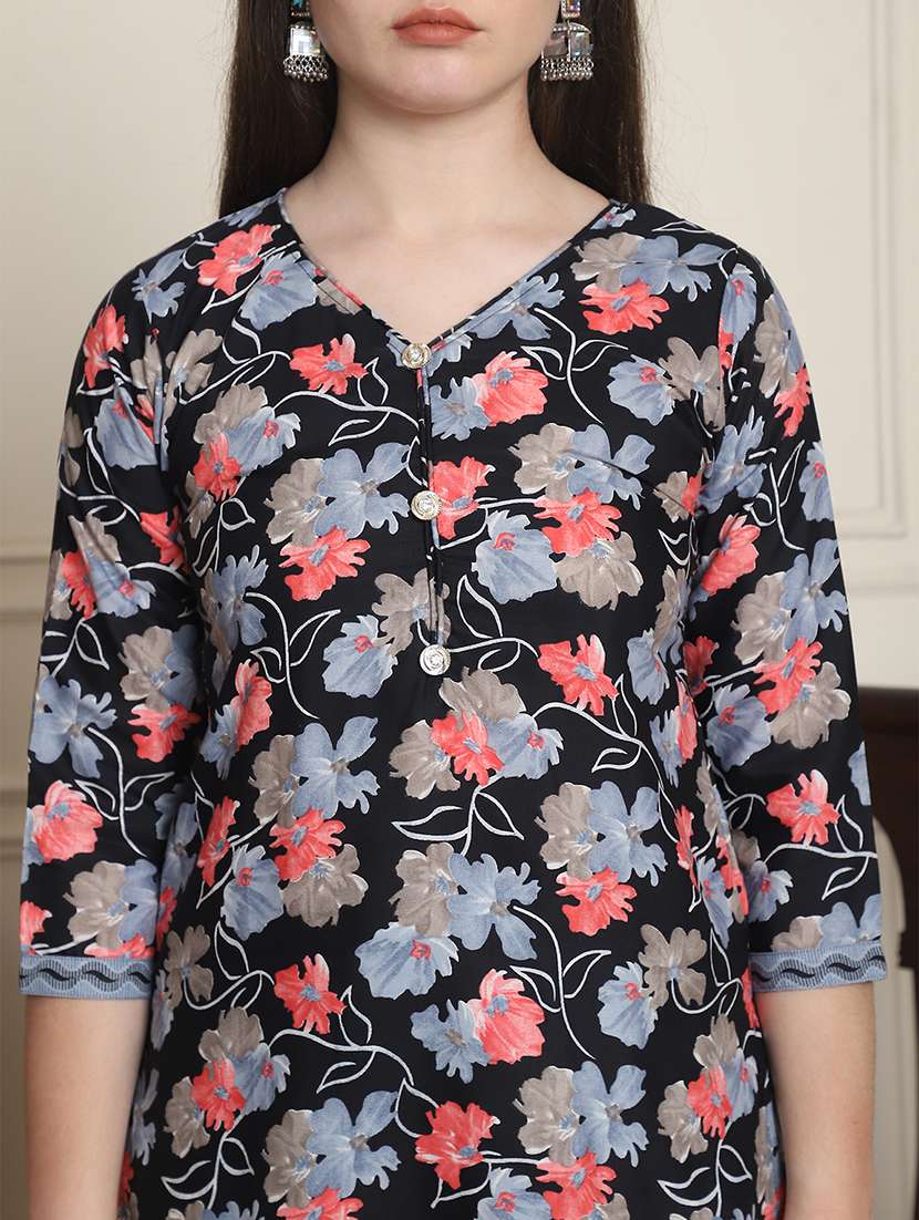 women printed three quarter sleeve kurta salwar with dupatta set - 21963389 -  Standard Image - 4