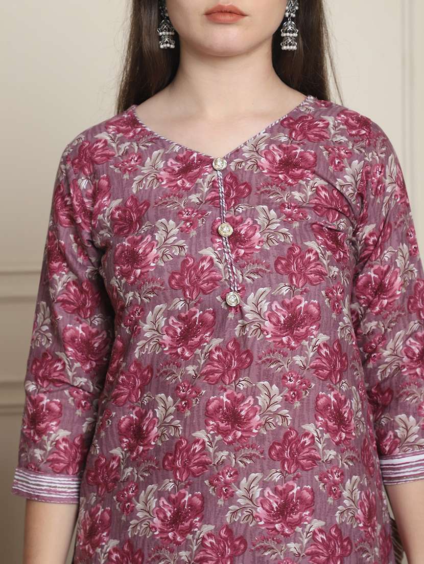 women printed three quarter sleeve kurta salwar with dupatta set - 21963391 -  Standard Image - 4