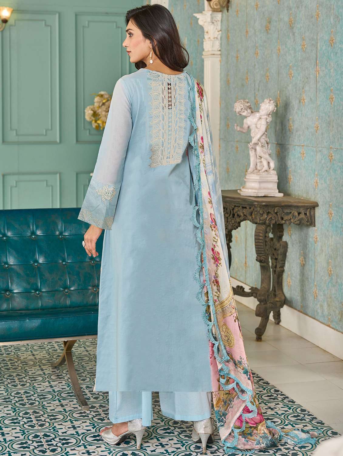 women long sleeve kurta pant with dupatta set - 21963412 - Standard Image - 1