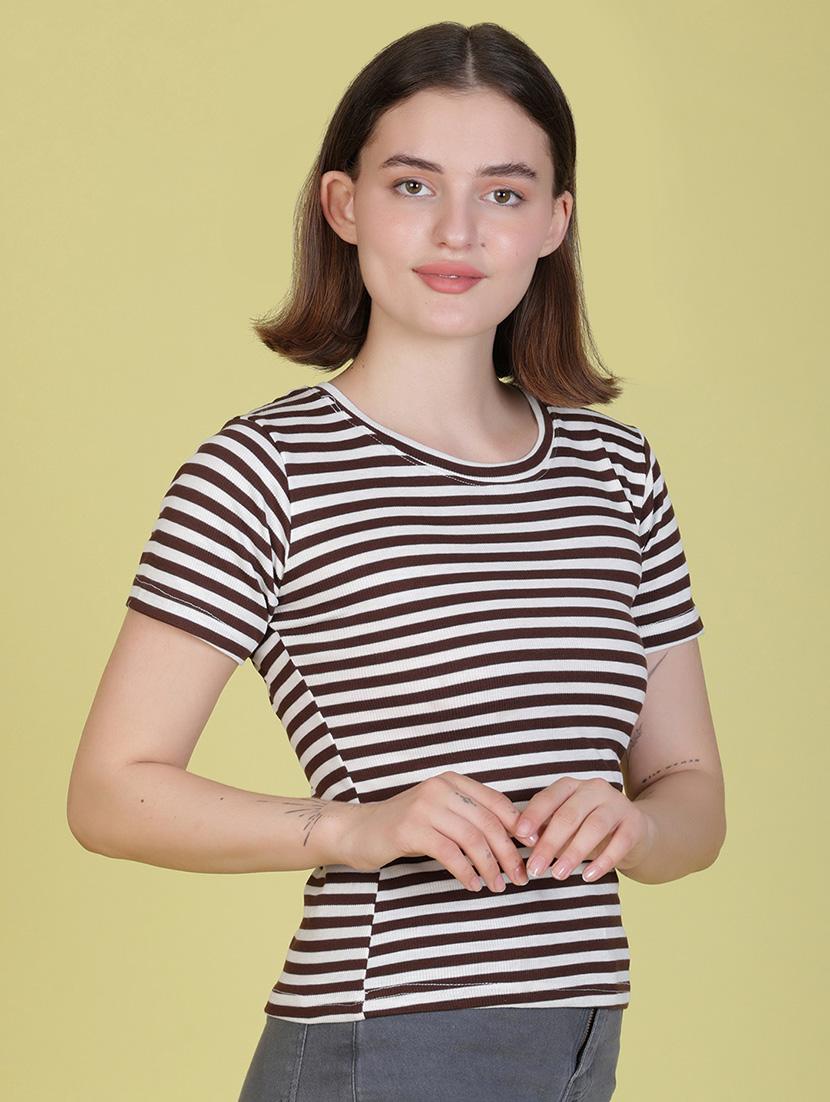 women striped short sleeve t-shirt - 21963933 - Standard Image - 1