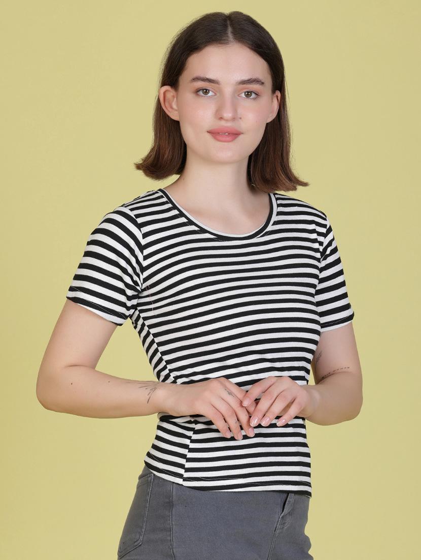 women striped short sleeve t-shirt - 21963934 - Standard Image - 1