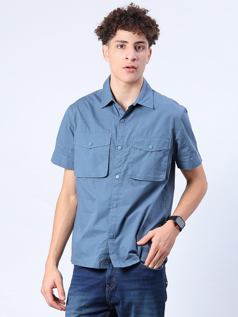 men solid short sleeve regular fit casual shirt - 21963935 -  Standard Image - 1