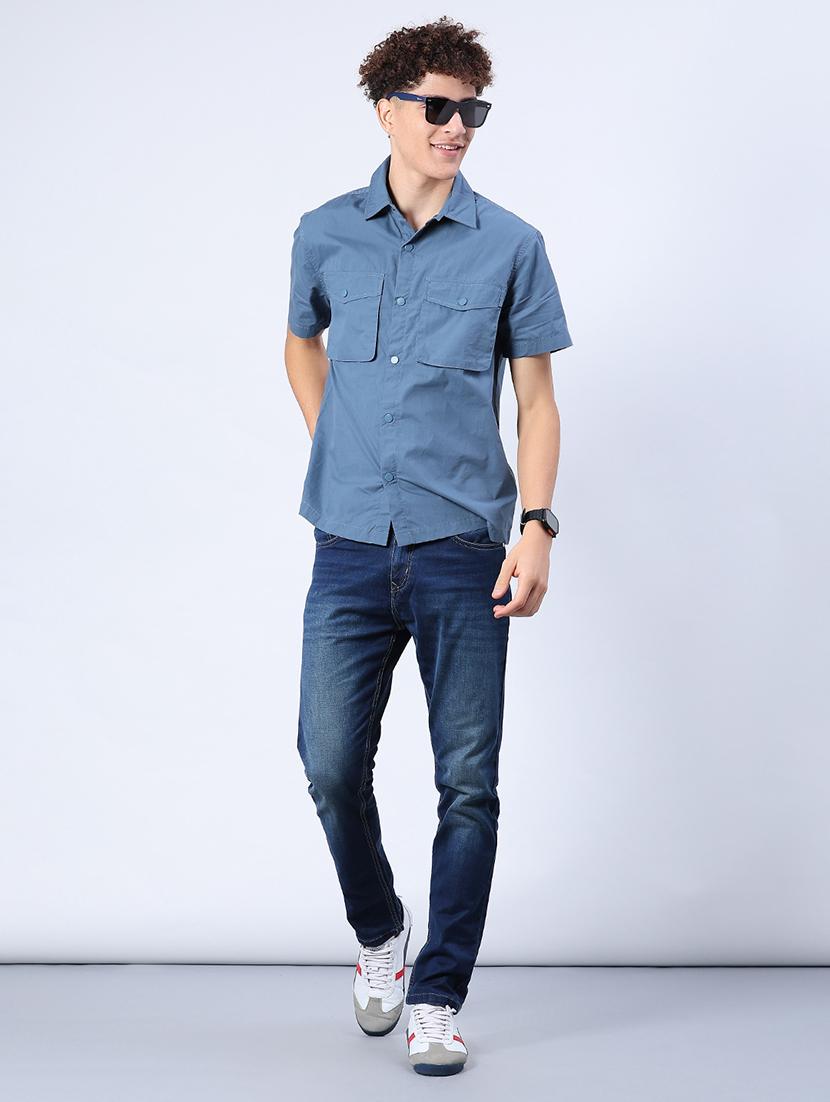 men solid short sleeve regular fit casual shirt - 21963935 - Standard Image - 4
