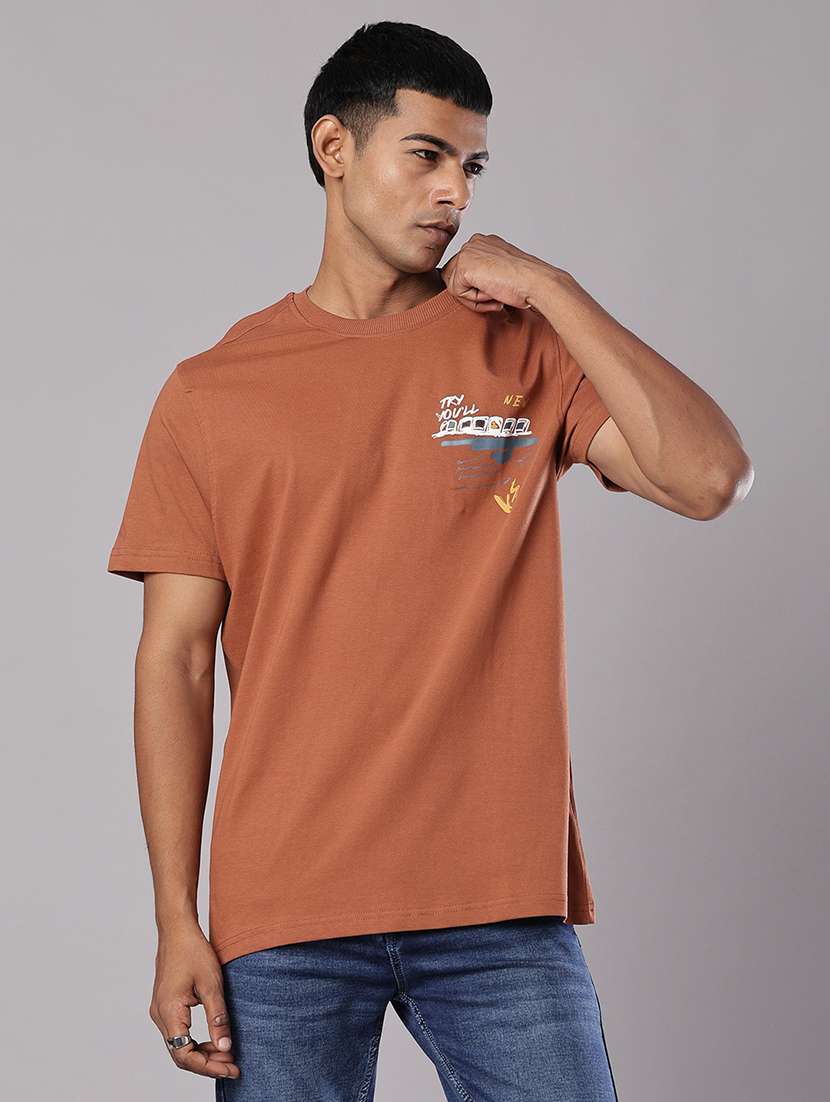 men front & back print round neck regular fit t-shirt - 21963943 -  Standard Image - 1