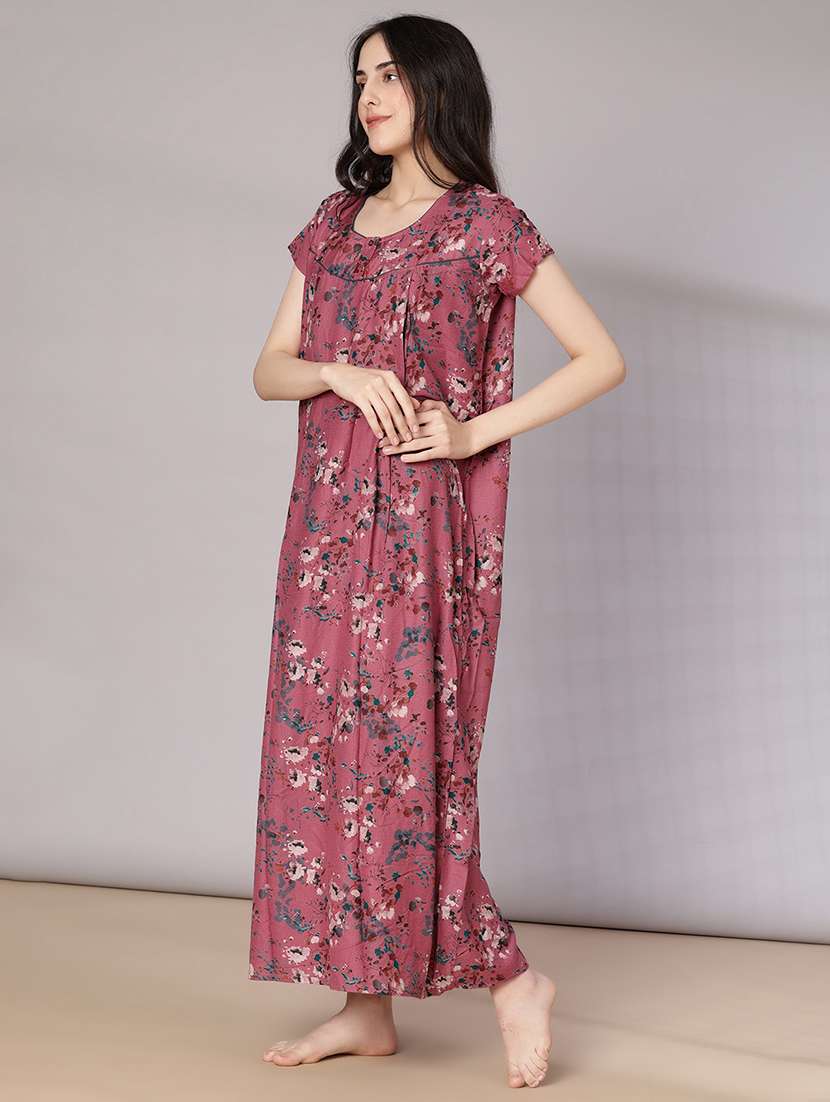 women printed short sleeve nighty - 21963990 -  Standard Image - 1