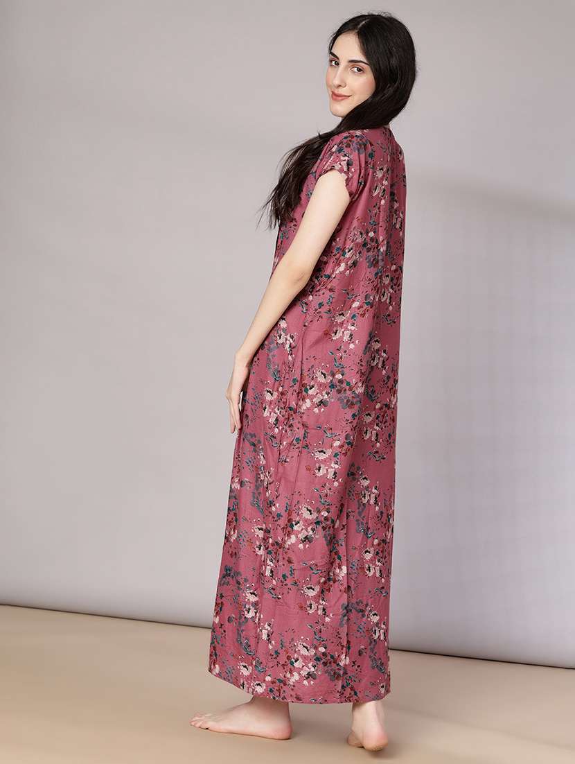 women printed short sleeve nighty - 21963990 -  Standard Image - 4