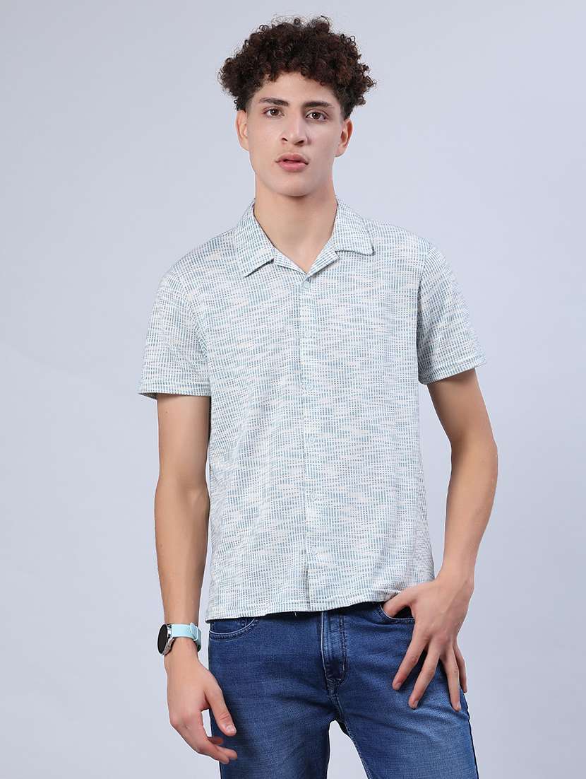 men self design short sleeve regular fit casual shirt - 21964244 -  Standard Image - 1