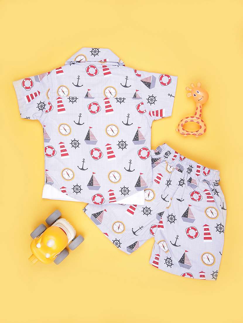 boys printed shirt & shorts co-ord set - 21964247 -  Standard Image - 1