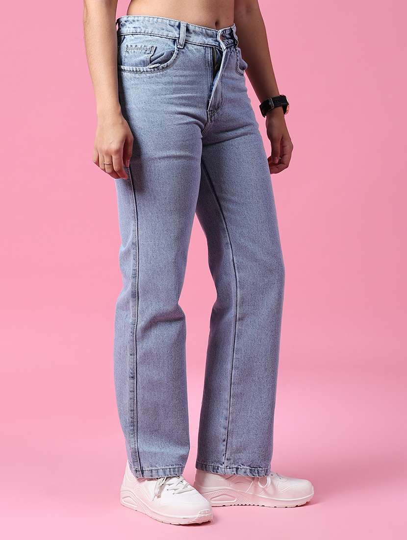 women plain mid rise straight fit jeans - 21964251 -  Standard Image - 1