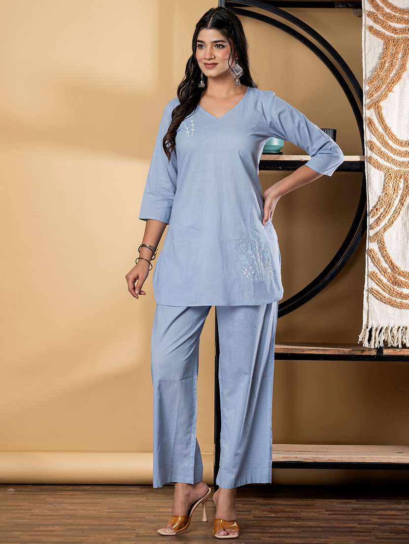women three quarter sleeve ethnic co-ord set