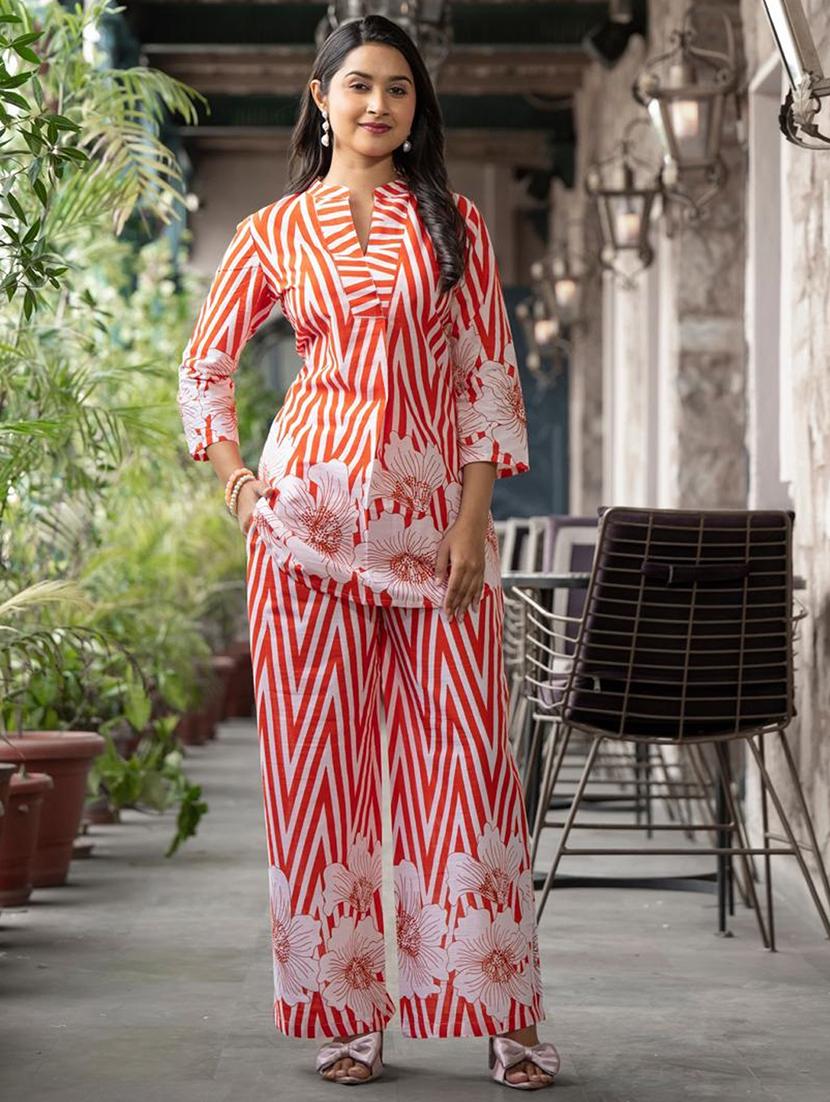 women three quarter sleeve ethnic co-ord set - 21964287 -  Standard Image - 1