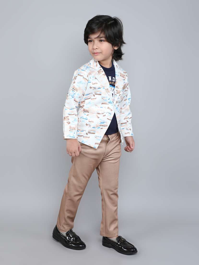 boys printed blazer and trouser set - 21964321 -  Standard Image - 1