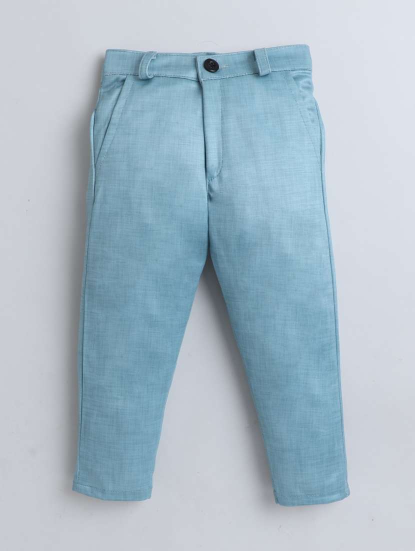 boys solid shirt and trouser with printed blazer set - 21964330 -  Standard Image - 4