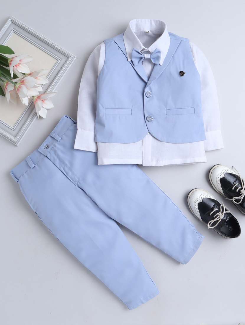 boys solid waistcoat and trouser set
