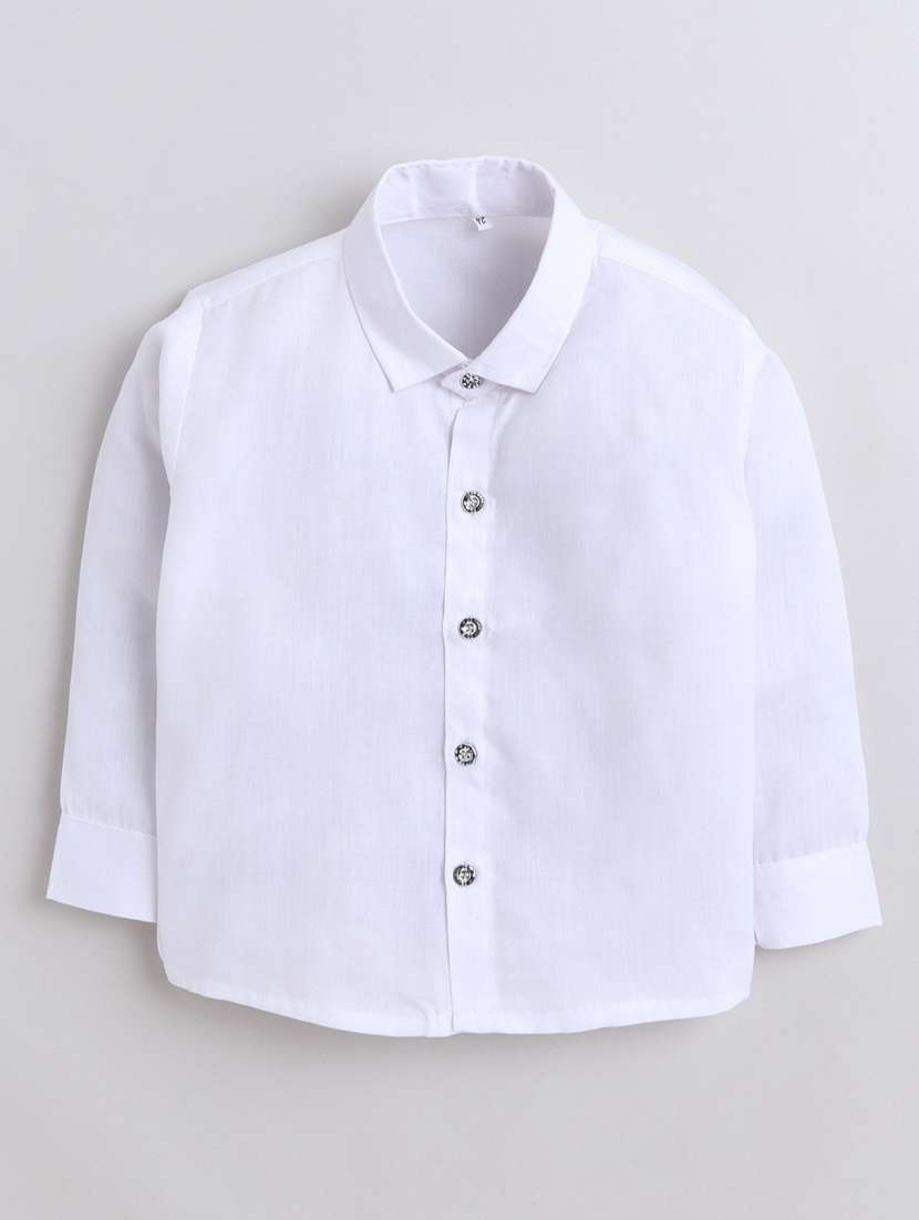 boys solid shirt and trouser with self designed blazer set - 21964356 -  Standard Image - 1