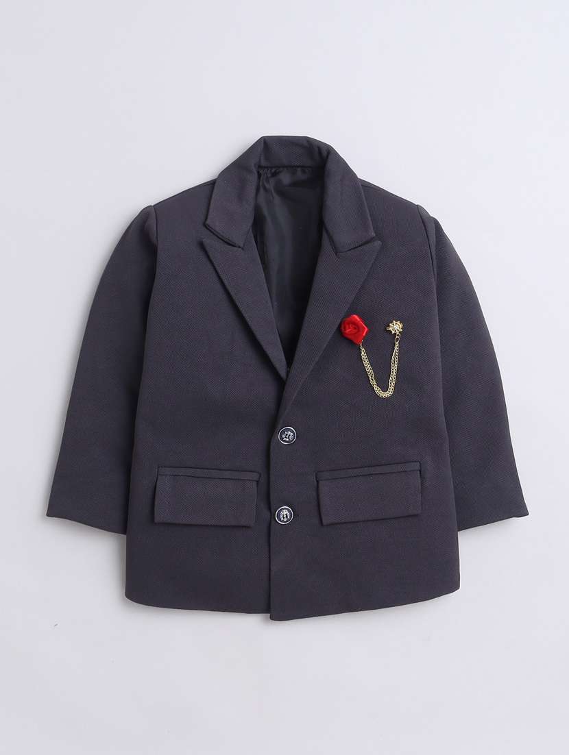 boys solid blazer and trouser set - 21964404 -  Standard Image - 1