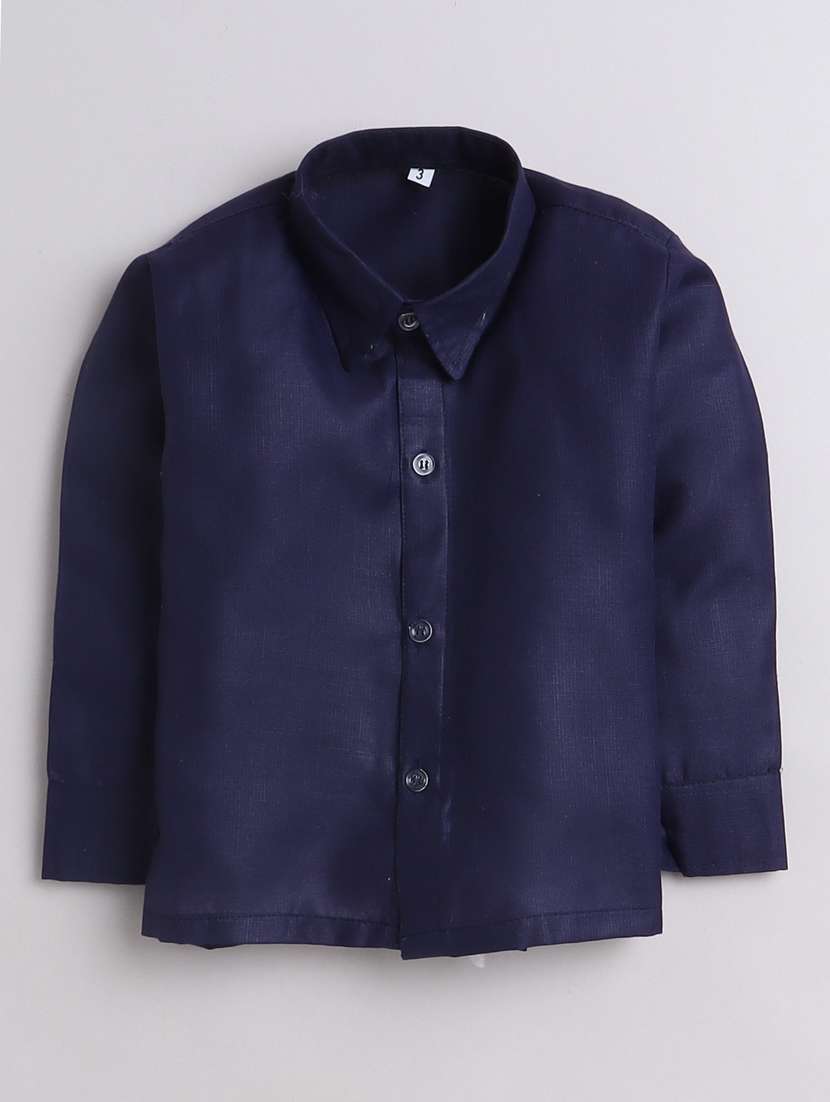 boys solid shirt and trouser with waistcoat set - 21964423 -  Standard Image - 1