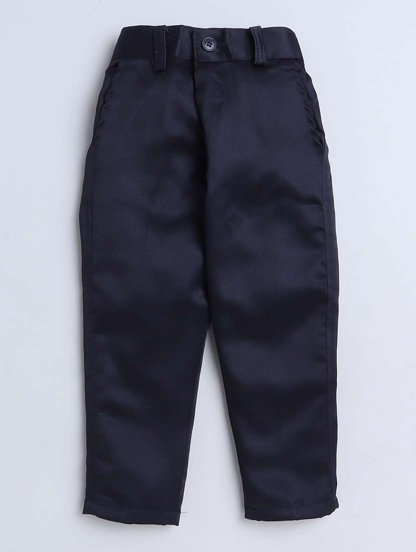 boys solid shirt and trouser with self designed blazer set - 21964429 -  Standard Image - 4