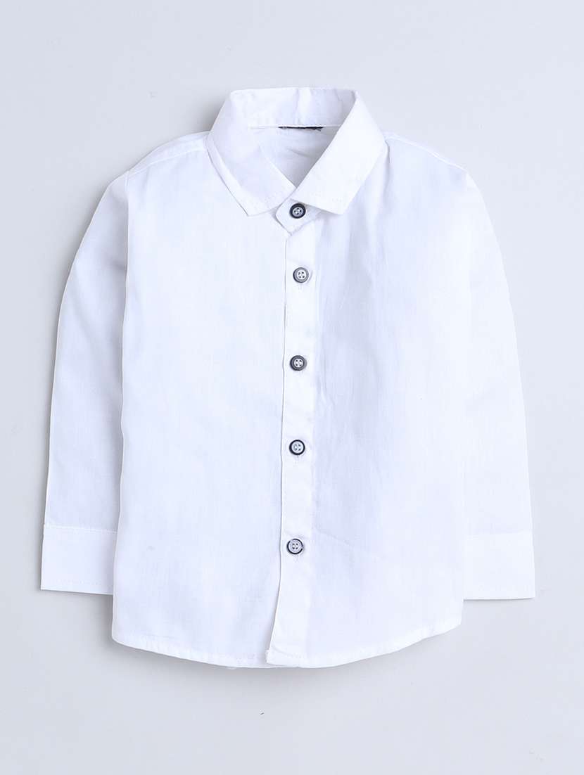 boys solid shirt and trouser with self designed blazer set - 21964430 -  Standard Image - 1