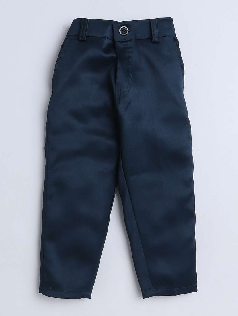 boys solid shirt and trouser with self designed blazer set - 21964430 -  Standard Image - 4