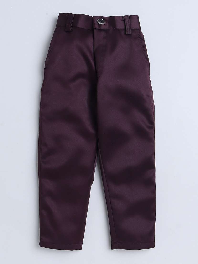 boys solid shirt and trouser with self designed blazer set - 21964431 -  Standard Image - 4