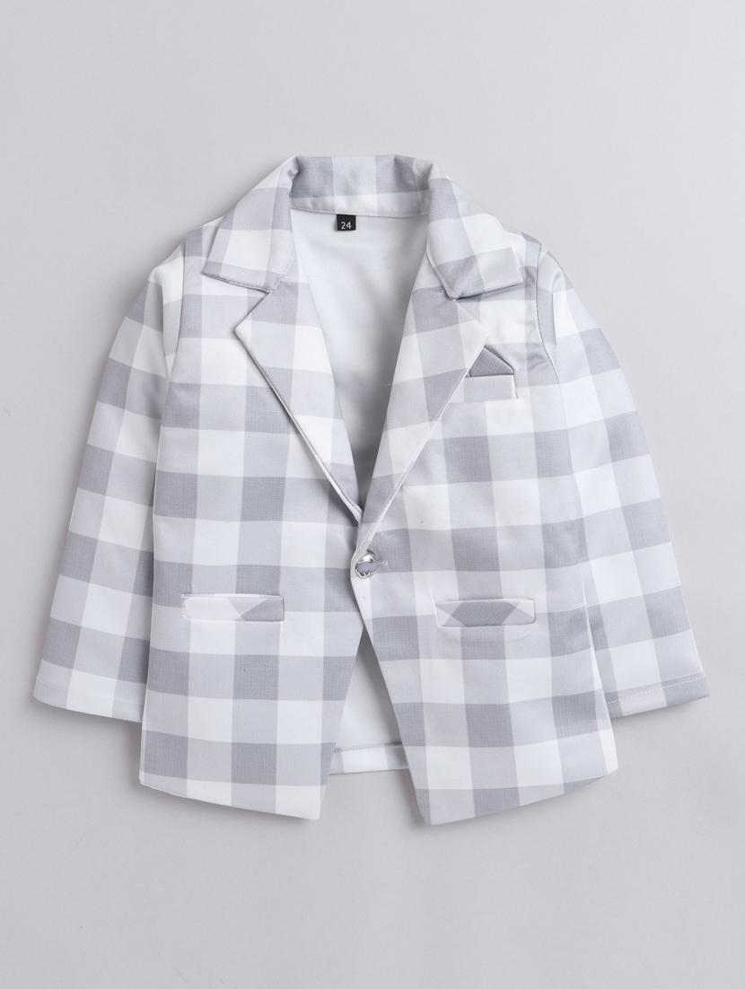 boys checkered blazer and trouser set - 21964493 - Standard Image - 1