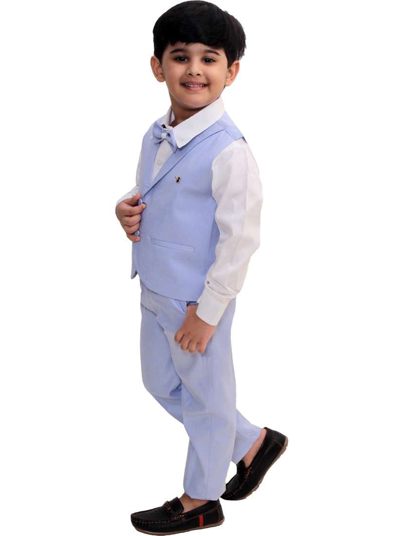 boys solid waistcoat and trouser set - 21964610 -  Standard Image - 1