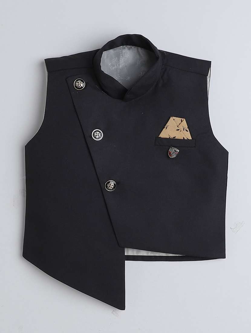 boys printed shirt and trouser with waistcoat set - 21964646 -  Standard Image - 1