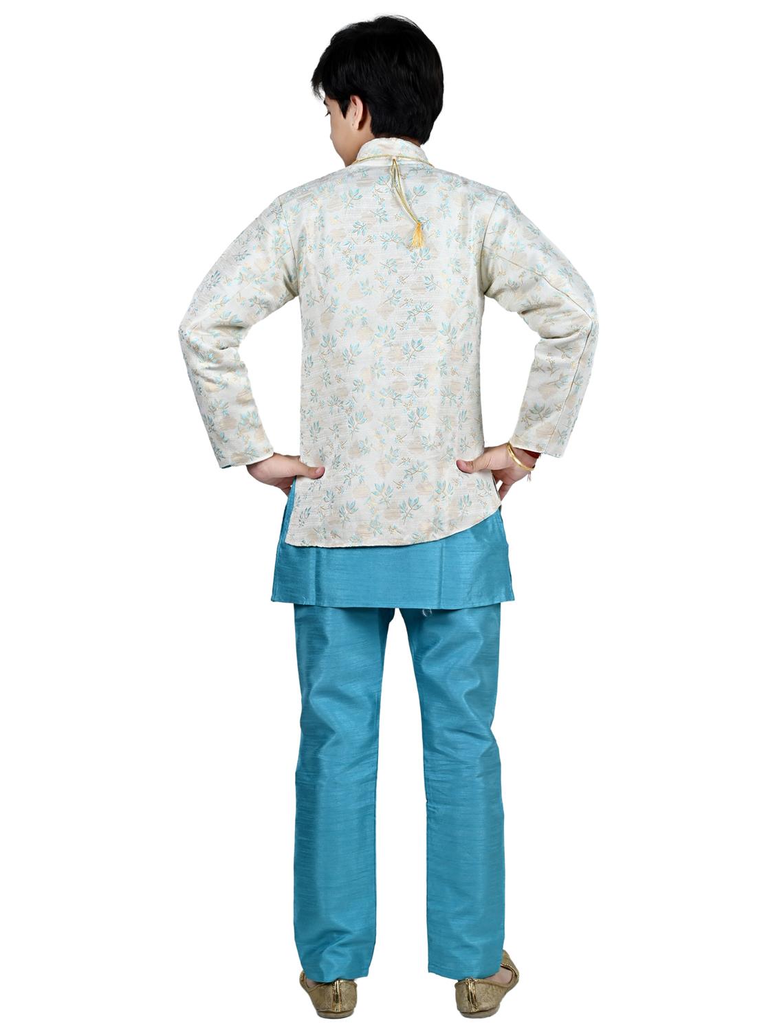 boys printed sherwani with pant set - 21964780 - Standard Image - 4