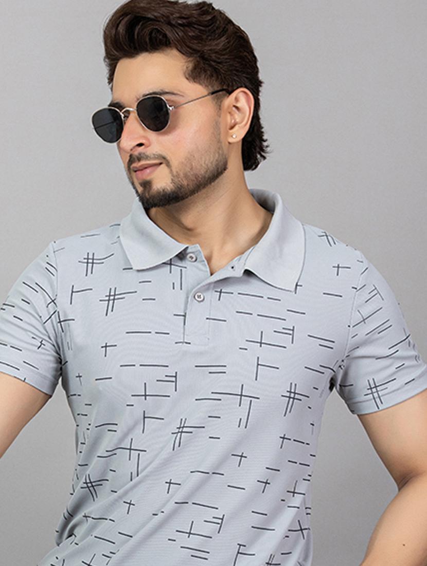 men printed short sleeve slim fit polo t-shirt - 21964806 - Standard Image - 1