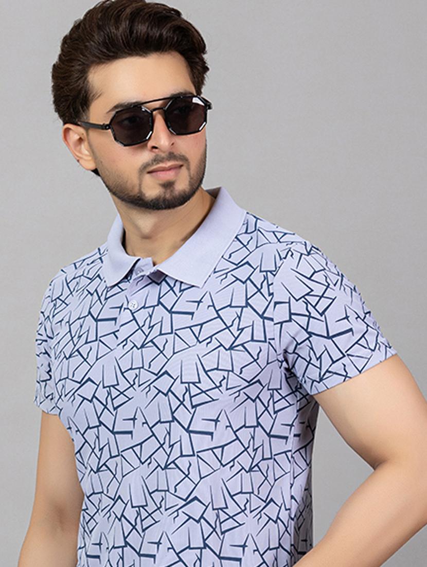 men printed short sleeve slim fit polo t-shirt - 21964808 - Standard Image - 1