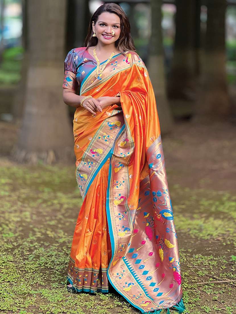 women self design paithani saree with blouse
