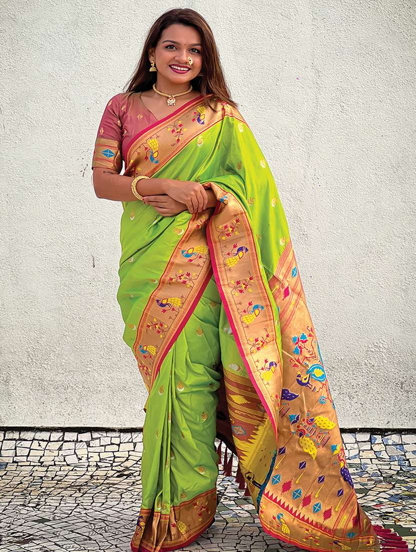 women self design paithani saree with blouse
