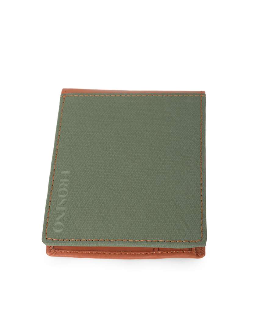 men green textured bi-fold wallet