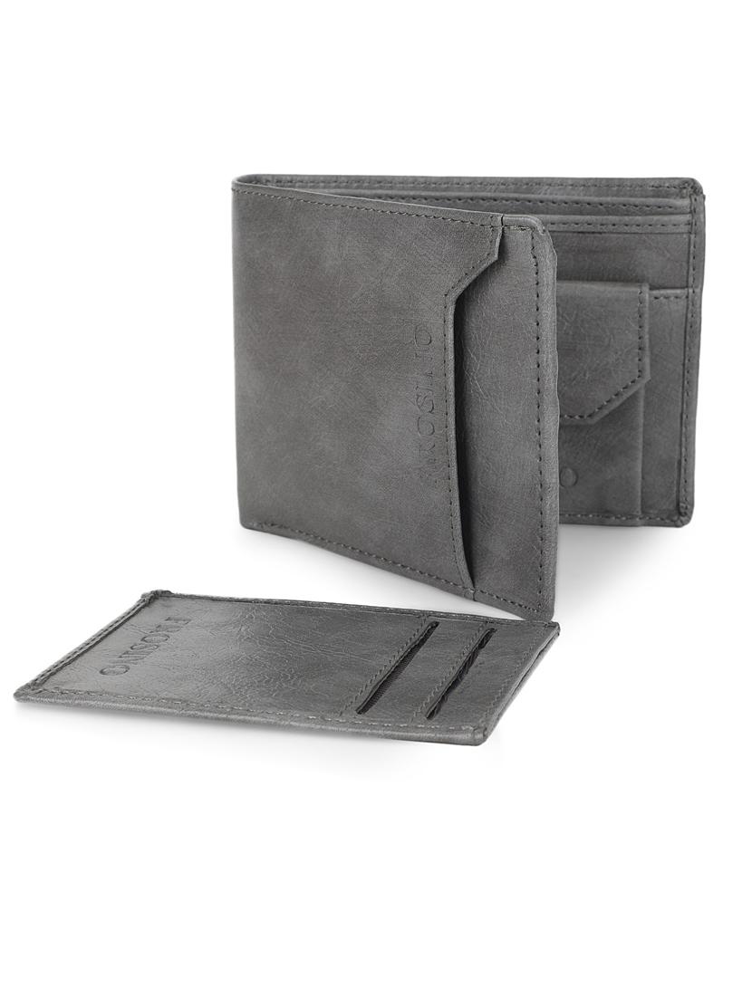 men grey leatherette bi-fold wallet - 21964832 - Standard Image - 4