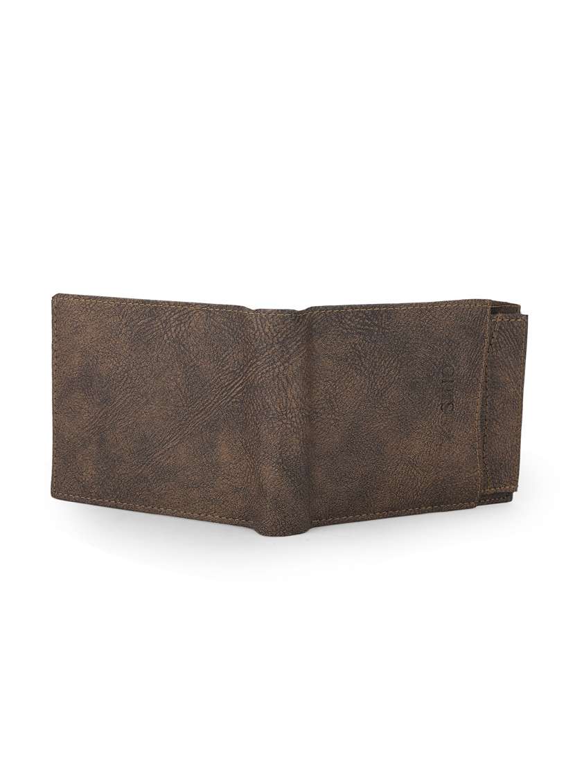 men brown leatherette bi-fold wallet - 21964834 - Standard Image - 1