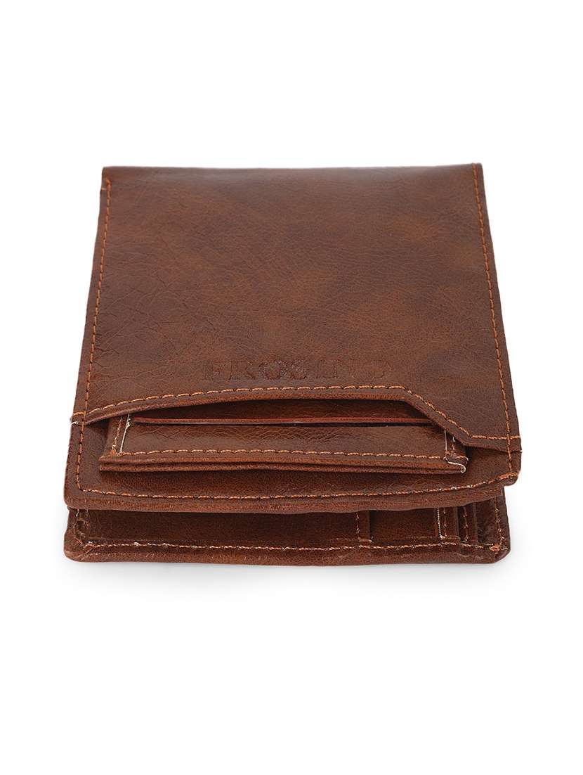 men tan leatherette bifold wallet