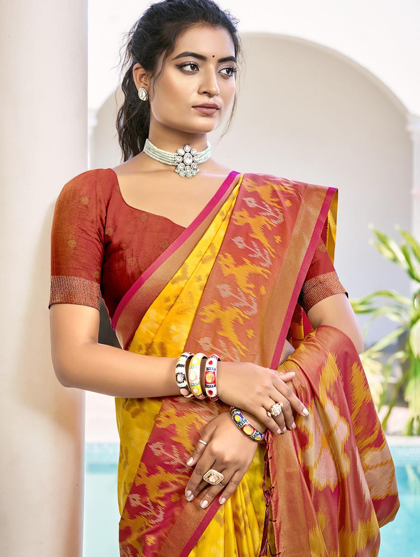 women self design pochampalli saree with blouse - 21964881 - Standard Image - 1