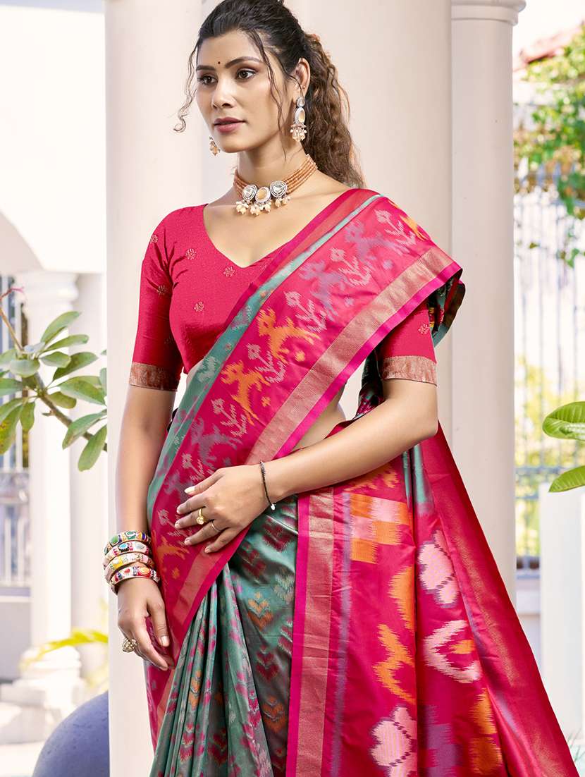 women self design pochampalli saree with blouse - 21964885 -  Standard Image - 1