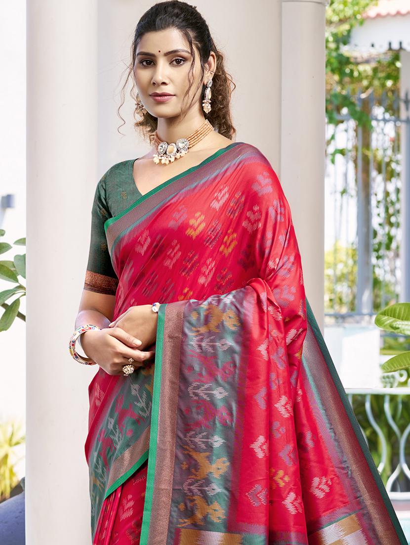 women self design pochampalli saree with blouse - 21964888 - Standard Image - 1