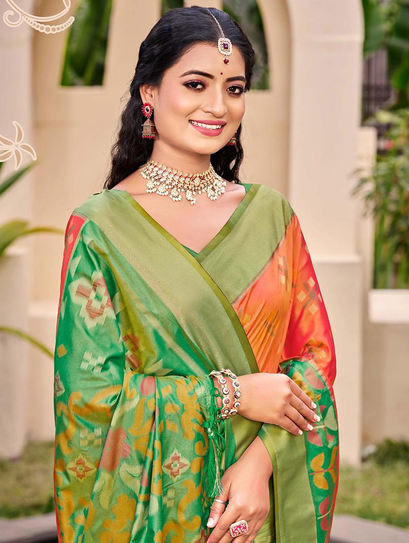 women self design pochampalli saree with blouse - 21964889 -  Standard Image - 1