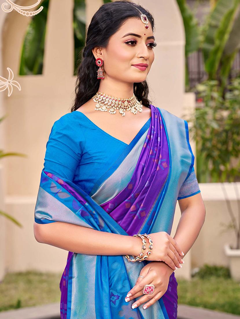 women self design pochampalli saree with blouse - 21964895 -  Standard Image - 1