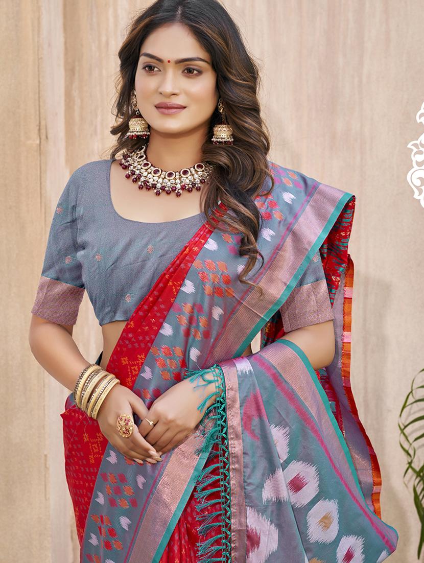 women self design pochampalli saree with blouse - 21964896 - Standard Image - 1