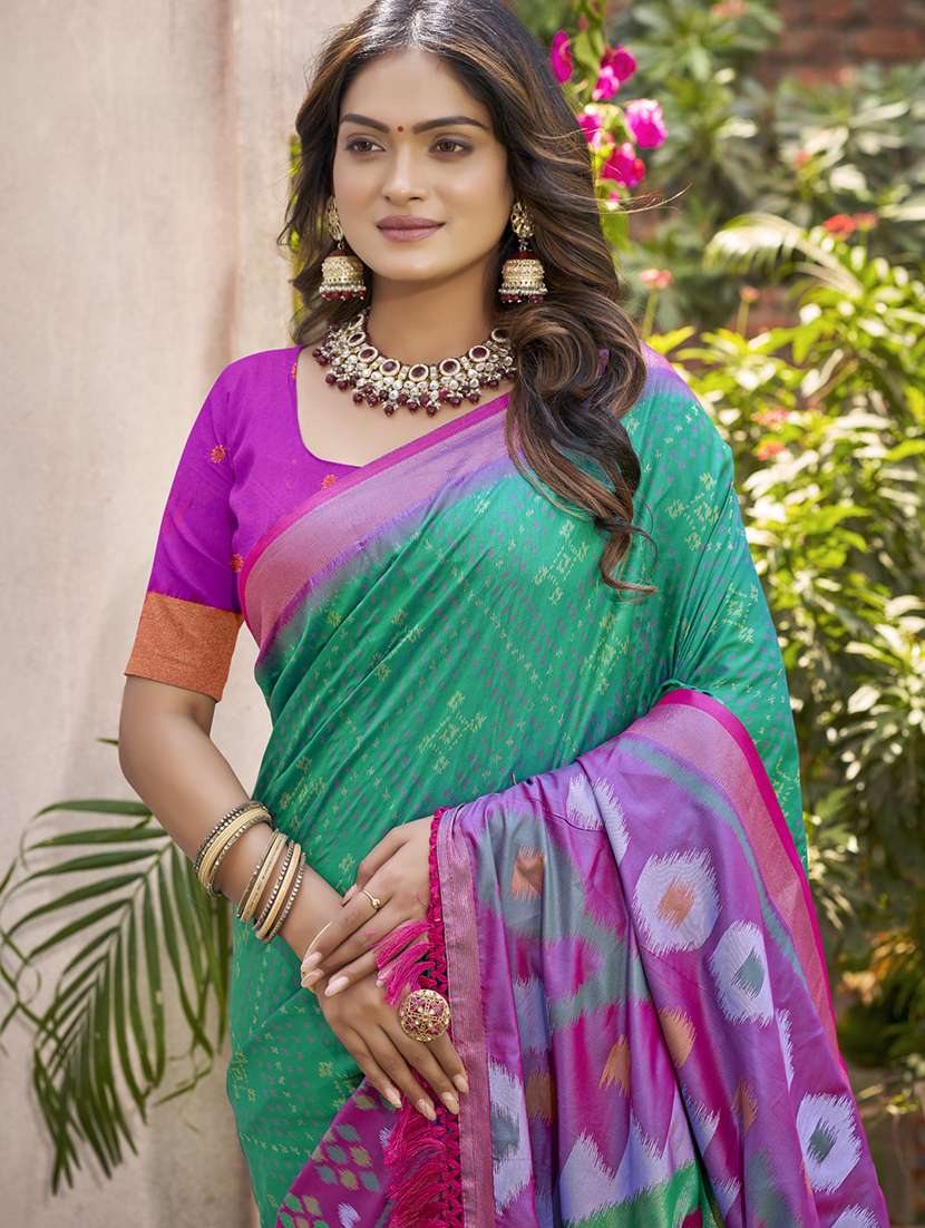 women self design pochampalli saree with blouse - 21964901 -  Standard Image - 1
